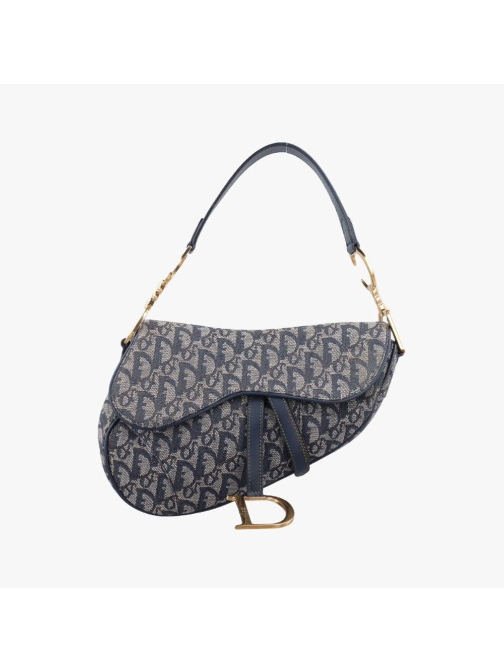 Dior Saddle Navy Gray Jacquard Handbag